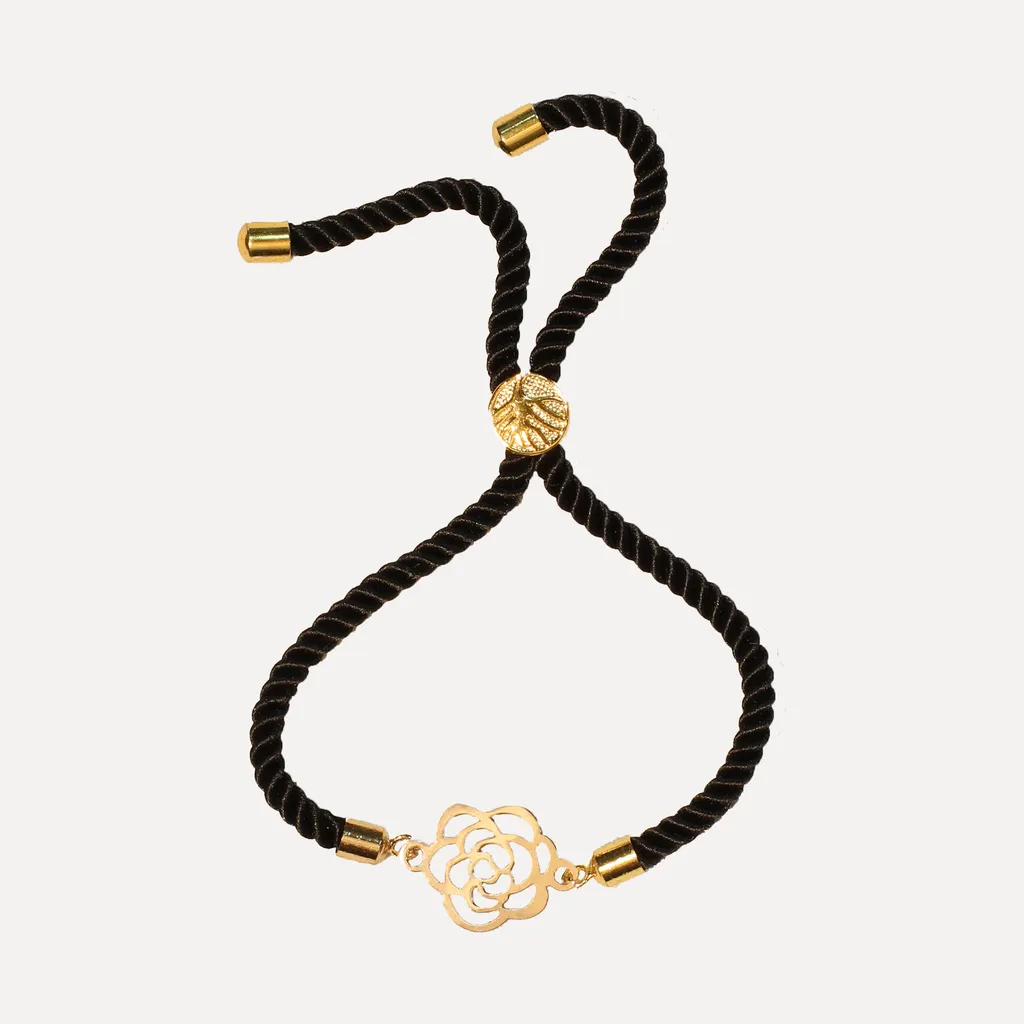 دستبند طلا 18 عیار زنانه آمانژ مدل گل رز کد D9601