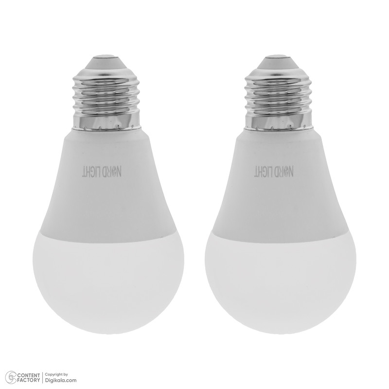 لامپ 12 وات نوردلایت مدل حبابی پایه E27 مجموعه دو عددی