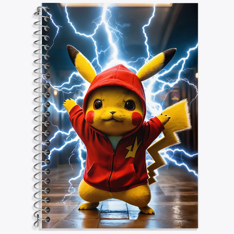 دفتر زبان 50 برگ خندالو مدل سه خط طرح انیمه پوکمون (pokemon) کد F5586