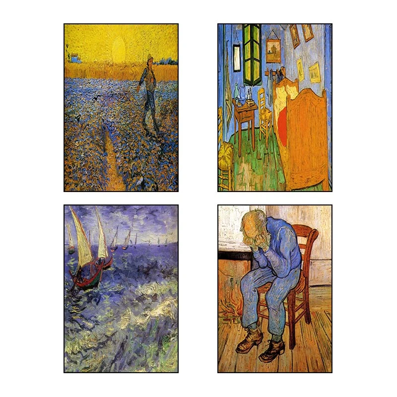 تابلو شاسي کارنيکا طرح نقاشی‌های ون‌گوگ Van Gogh Paintings کد 56041 مجموعه 4 عددی