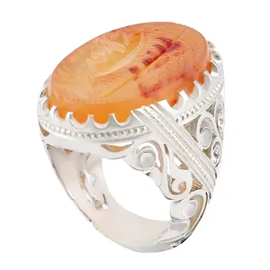 انگشتر نقره مردانه بازرگانی میلادی مدل رکاب دست ساز استاد تاج خطاطی حسبی الله کد AM_2779