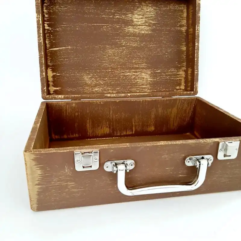 جعبه هدیه چوبی مدل چمدان طرح کاشی سنتی کد WS119