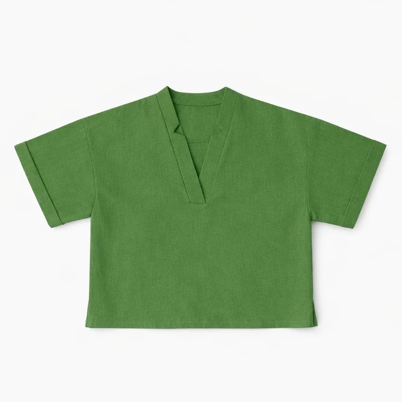 کراپ بلوز آستین کوتاه یقه هفت زنانه مدل 9000