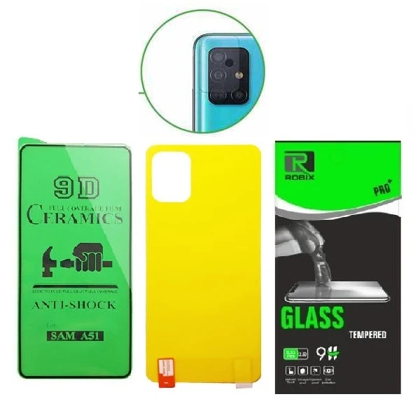 محافظ صفحه نمایش وپشت گوشی روبیکس مدل CR-A51مناسب برای گوشی موبایل سامسونگ Galaxy A51 به همراه محافظ لنز دوربین