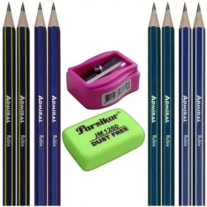 مداد سیاه ادمیرال مدل مدرسه به همراه تراش و پاک کن مجموعه 8 عددی