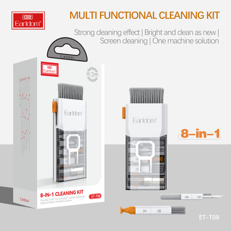 کیت تمیز کننده کیبورد و ایرپاد ارلدام مدل 8IN1 Clining Kit T08