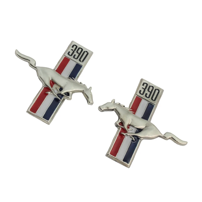 آرم بدنه خودرو مدل اسب و پرچم طرح فلزی بسته دو عددی 