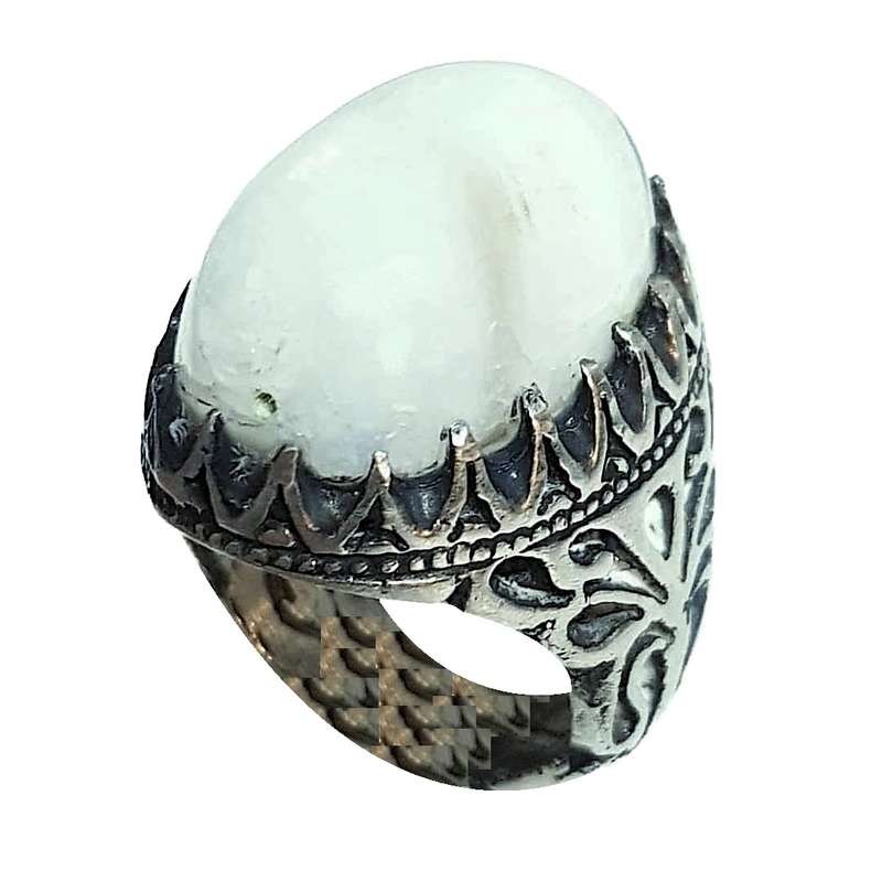 انگشتر نقره مردانه مدل آراگونیت سریلانکایی تخم مرغی ASST11