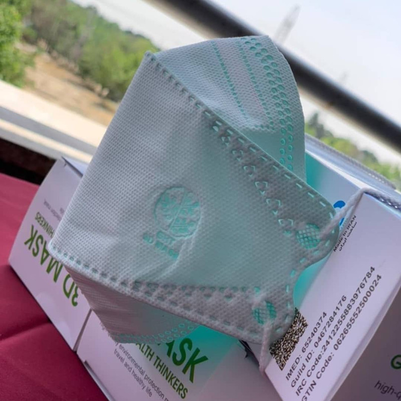 ماسک تنفسی جی اچ تی مدل سه بعدی پنج لایه GHT6 بسته 25 عددی