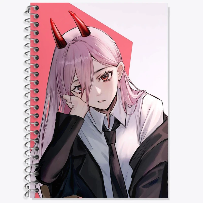 دفتر زبان 50 برگ خندالو مدل سه خط طرح پاور انیمه مرد اره ای Chainsaw Man کد 17849