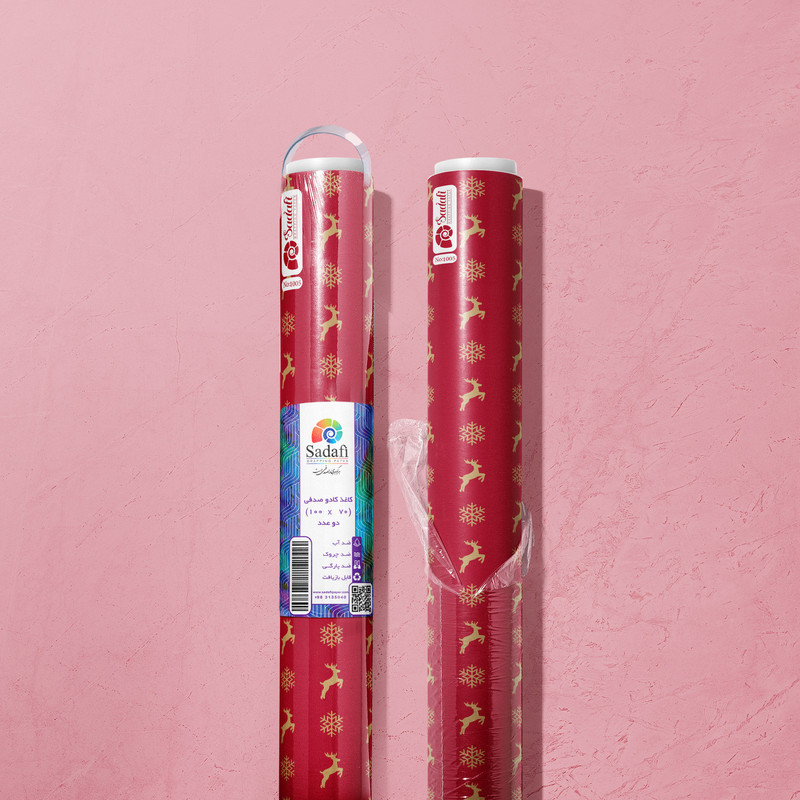 کاغذ کادو صدفی طرح کریسمس بسته 2 عددی