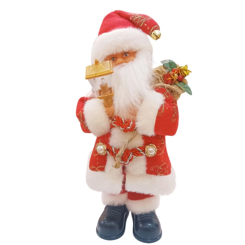 عروسک مدل بابانوئل فانوس دار کد 2-24489 ارتفاع 30 سانتی متر