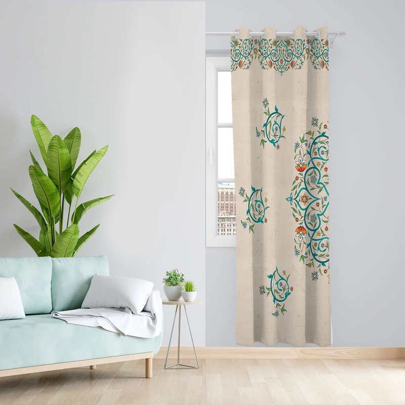 پرده طرح سنتی مدل مخمل پانچی کد L 001 Z سایز 140x200 سانتی متر