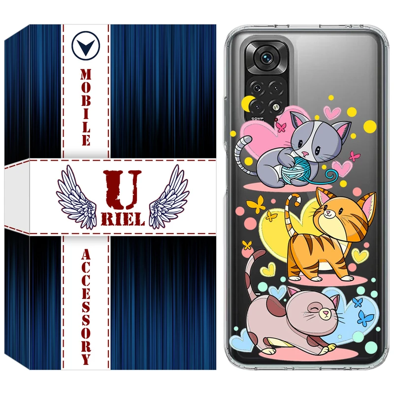 کاور یوریل قاب مدل Clear کد 6 طرح گربه مناسب برای گوشی موبایل شیائومی Redmi Note 11 4G / Redmi Note 11S