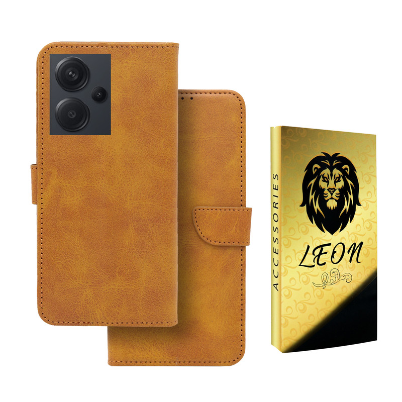 کیف کلاسوری لئون مدل Bors Oro مناسب برای گوشی موبایل شیائومی Redmi Note 13 Pro Plus