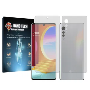 Nano tech transparent screen protector suitable for LG Velvet mobile phone along with back of the phone