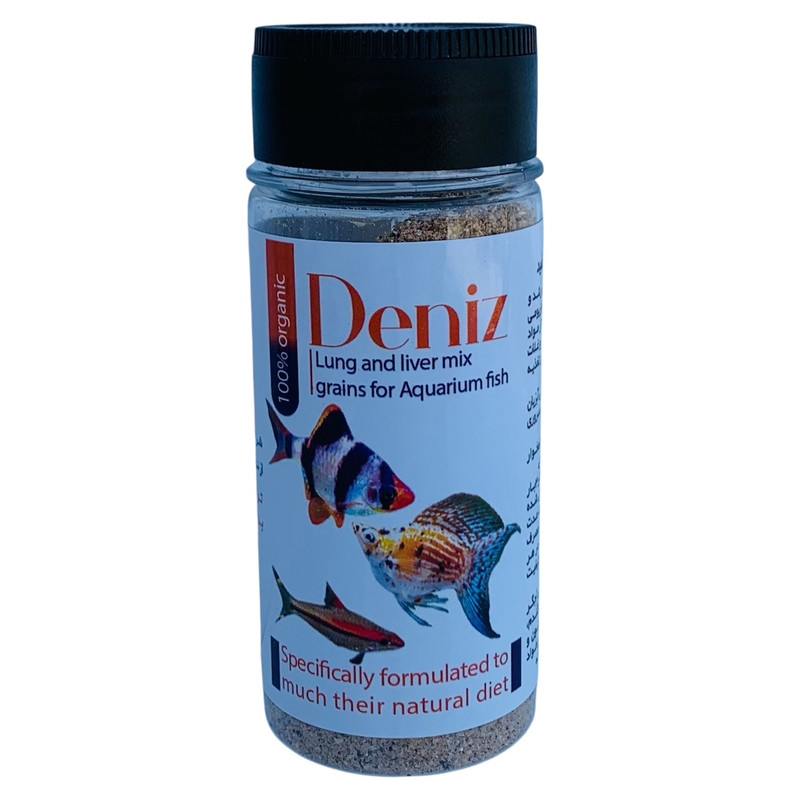 غذای ماهی آکواریوم دنیز مدل ترکیب غلات و جگر سفید وزن 50 گرم