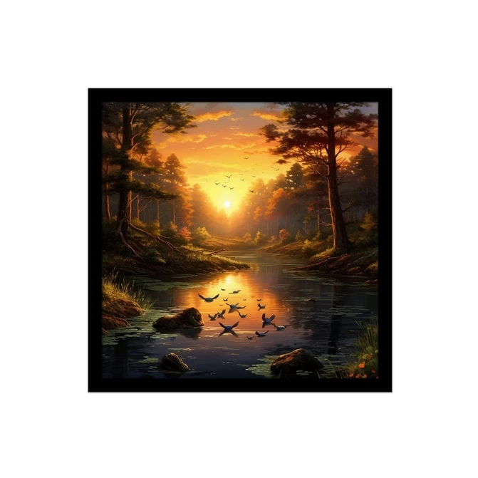 تابلو نوری بکلیت طرح منظره طبیعت و غروب مدل B-MID-15595