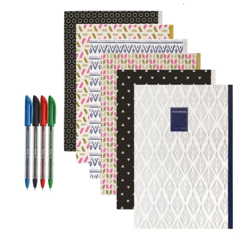 دفتر مشق ۶۰ برگ پاپکو مدل A4-9146 به همراه خودکار بسته ۱۰ عددی