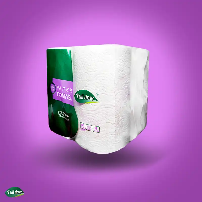 دستمال حوله ای 100 برگ فول تایم مدل رولی بسته 4 عددی