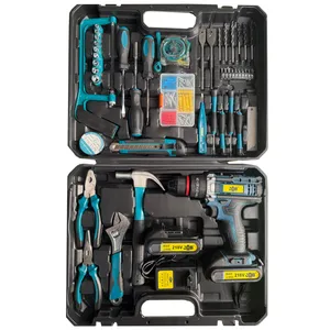 پیچ گوشتی چکشی شارژی سه نظام فلزی 10 میلیمتر 218 ولت جاب مدل JB-218 POWER FULL KIT مجموعه 195 عددی