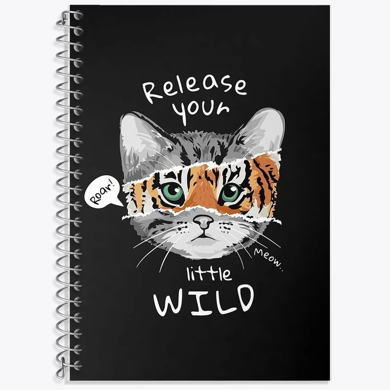 دفتر زبان 50 برگ خندالو مدل دو خط طرح گربه (Cat) کد F983