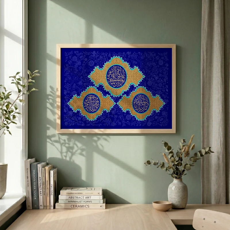 تابلو طرح سوره قدر مدل G14257 فریم کرم روشن