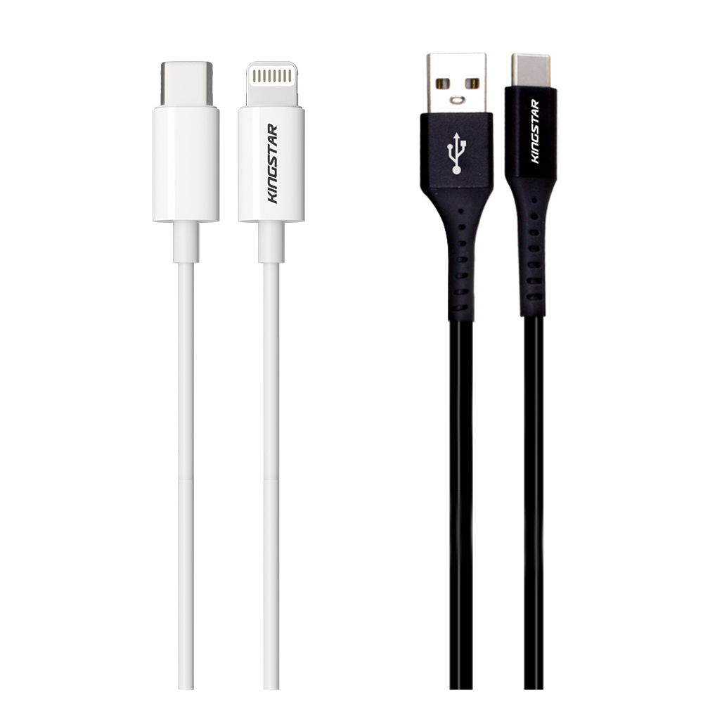 کابل تبدیل USB-C به لایتنینگ کینگ استار مدل K55iC طول 1 متر به همراه کابل تبدیل USB به USB-C
