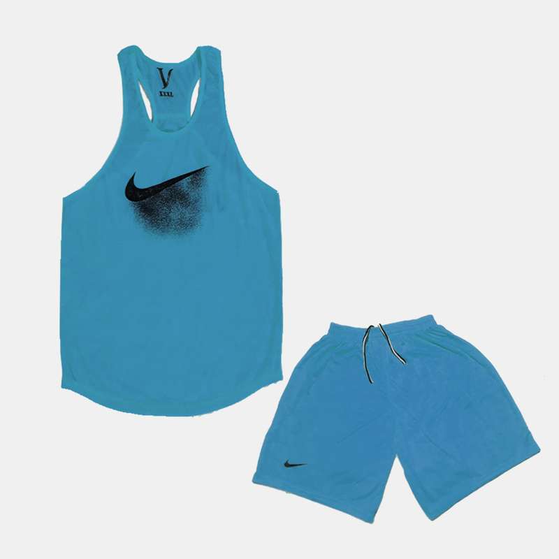 ست تاپ و شلوارک ورزشی مردانه مدل سوزنی رنگ آبی
