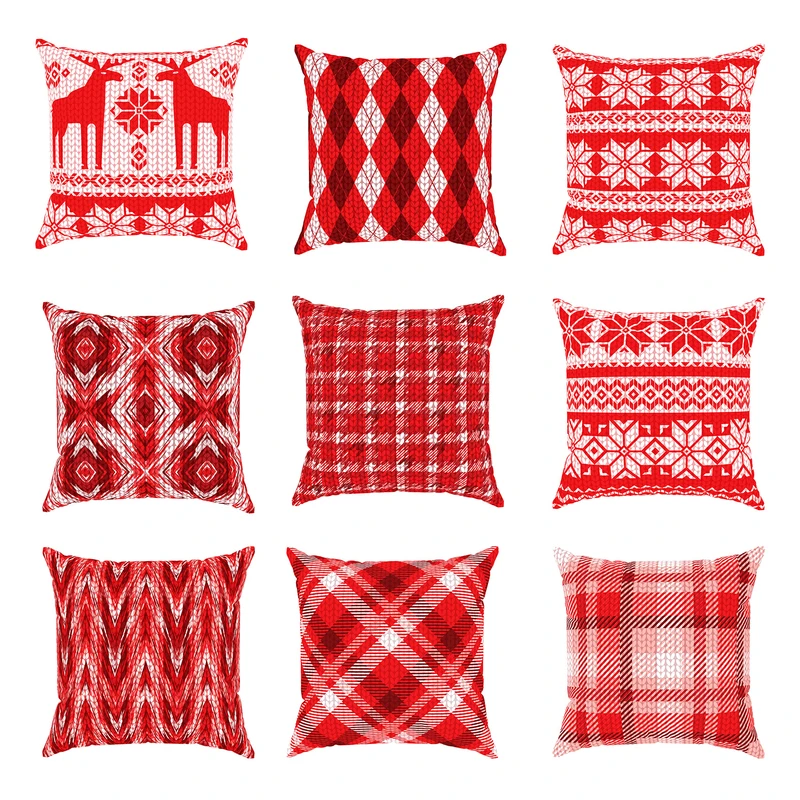 کاور کوسن مدل مخمل طرح کریسمس کد 4019 مجموعه نه عددی