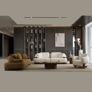 مبل راحتی هشت نفره با روکش پارچه و پایه چوب اینترا هوم مدل سلین