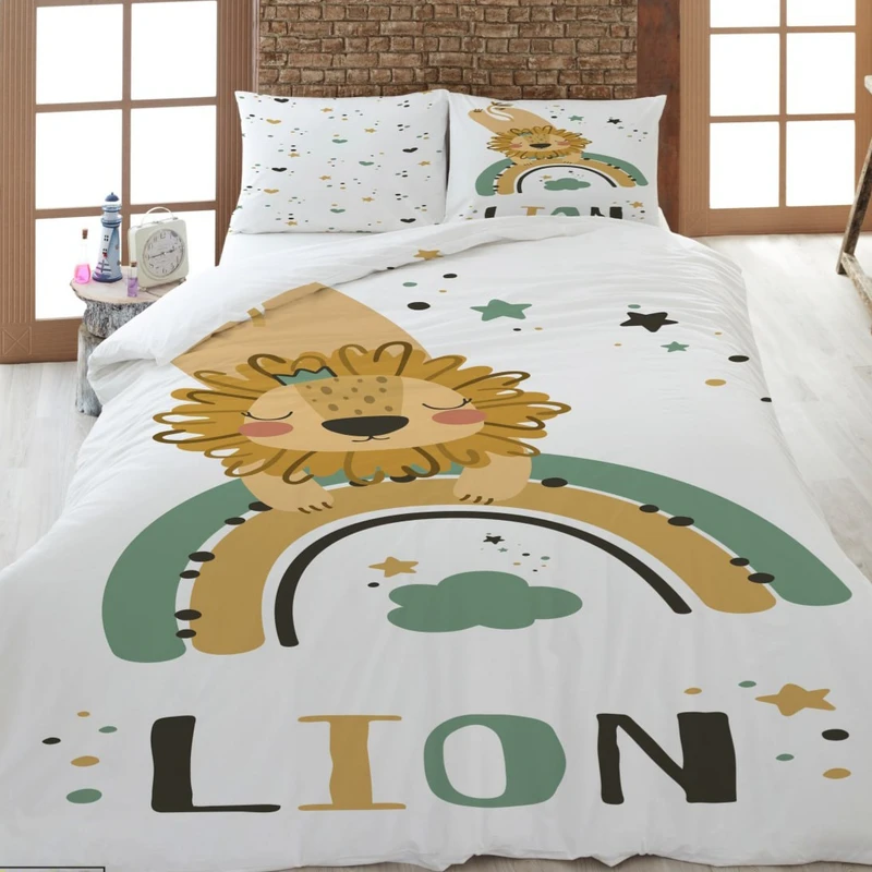 سرویس خواب 1 نفر 4 تکه مدل شیر و رنگین کمان کد 1017