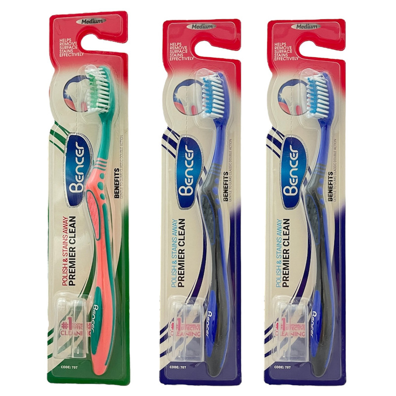 مسواک بنسر مدل Premier Clean با برس متوسط مجموعه 3 عددی
