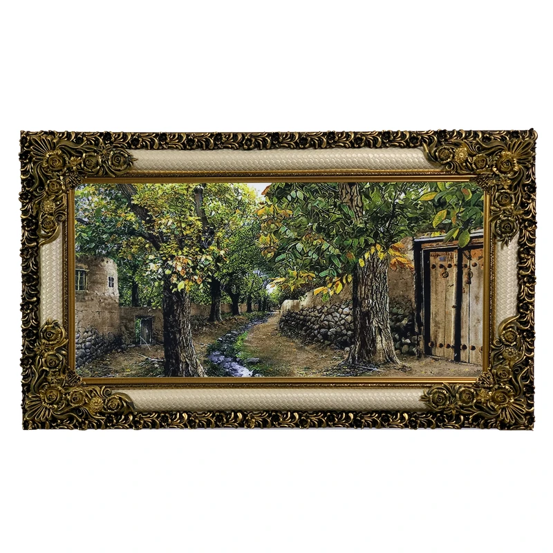 تابلو فرش ماشینی طرح دستبافت مدل کوچه باغ کد 8700