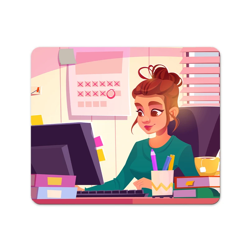 ماوس پد پاد آفرین مدل خانم شاغل کارمند منشی اپراتور کد P613 سایز 19*24 سانتی متر