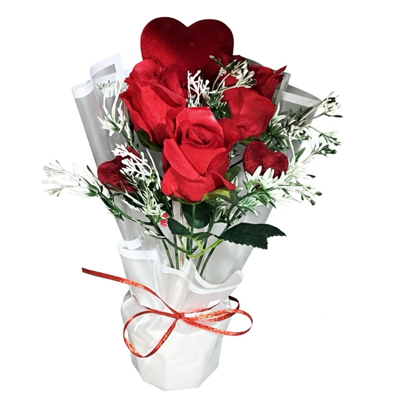 دسته گل مصنوعی مدل  رز و قلب