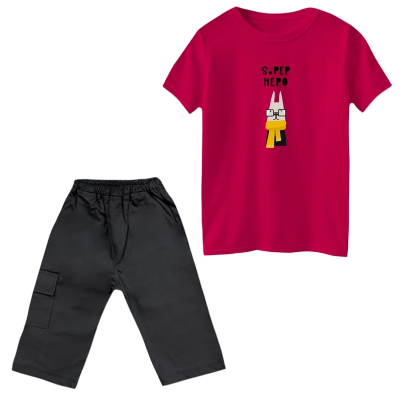 ست تی‌شرت و شلوارک پسرانه مدل قهرمان