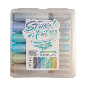 ماژیک چند منظوره مدل اکریلیک براش متالیک بسته 6 عددی