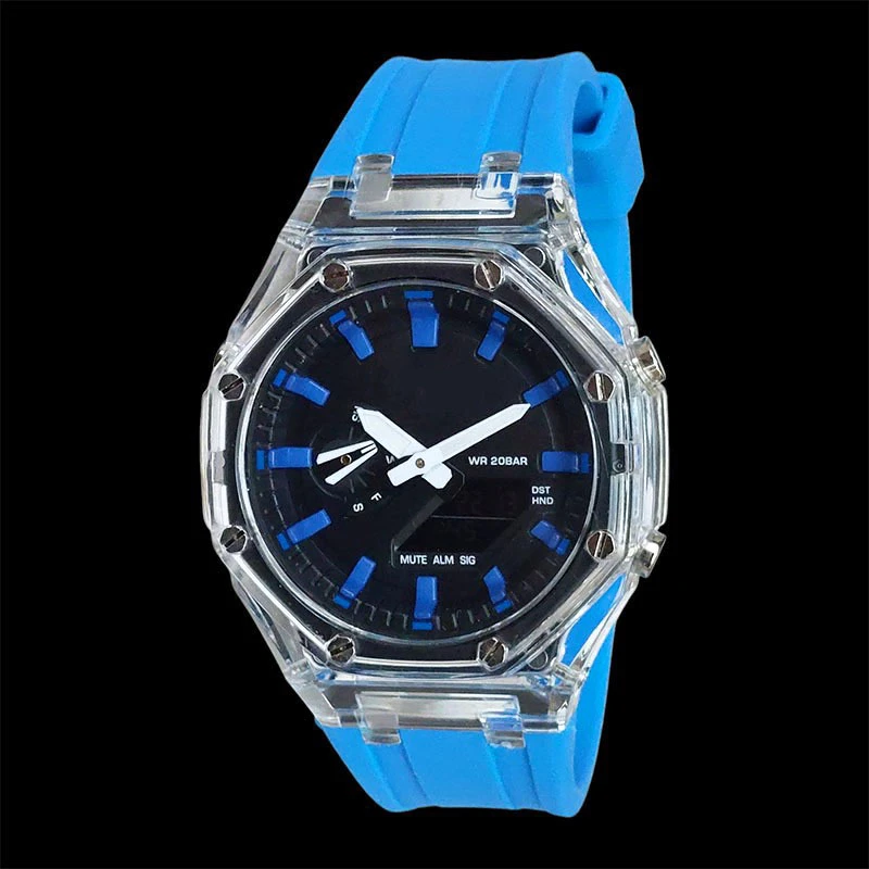 ساعت مچی دیجیتال مردانه مدل دو زمانه کرنومتر دار موتور برقی کد GA2100-BU