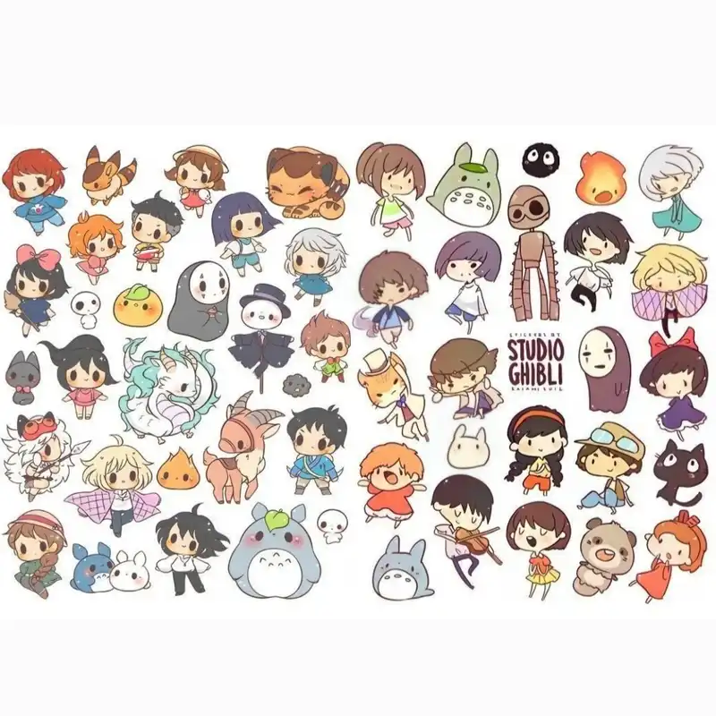 استیکر لپ تاپ طرح کره ای انیمه مجموعه 60 عددی