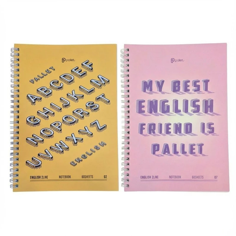 دفتر زبان ۶۰ برگ پالت طرح فانتزی سیمی گلاسه بسته ۲ عددی