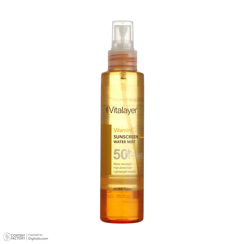 اسپری ضد آفتاب بدون رنگ ویتالیر SPF50 مدل Vitamine C ‌مناسب برای انواع پوست حجم 150 میلی‌لیتر