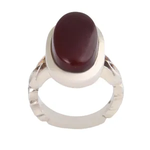 انگشتر نقره مردانه بازرگانی میلادی مدل سنگ جزع یمانی رکاب دست ساز کد AM_2570