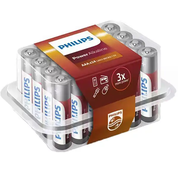 باتری نیم قلمی فیلیپس مدل LR03P24P/97 بسته 24 عددی