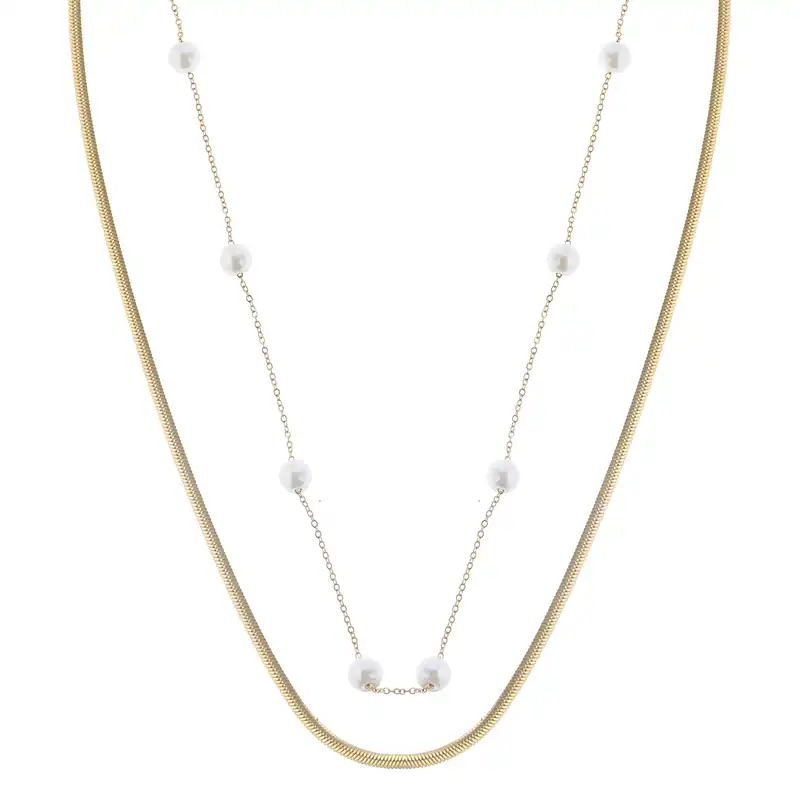 گردنبند زنانه مدل زنجیر ماری مرواریدی