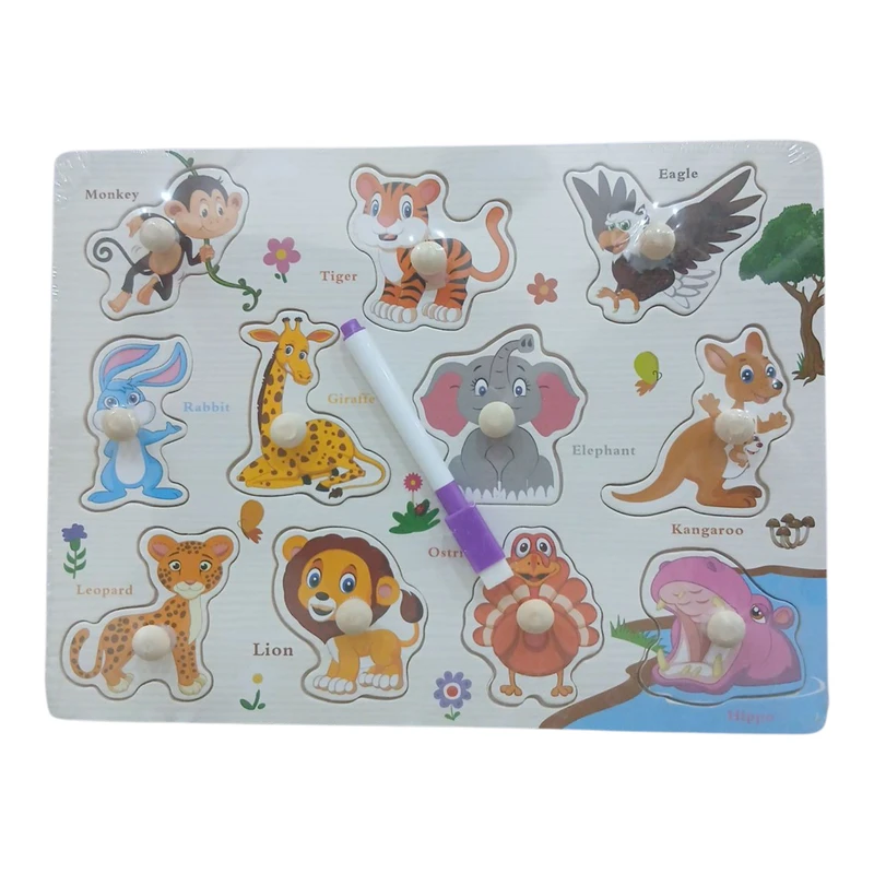 پازل آموزشی مدل وایبرد ماژیکدار طرح حیوانات 