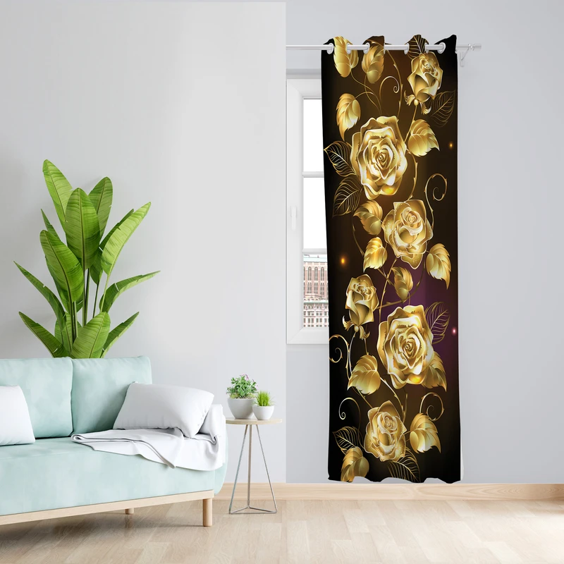 پرده طرح رز مدل مخمل پانچی کد L 1384L Z سایز 140x200 سانتی متر