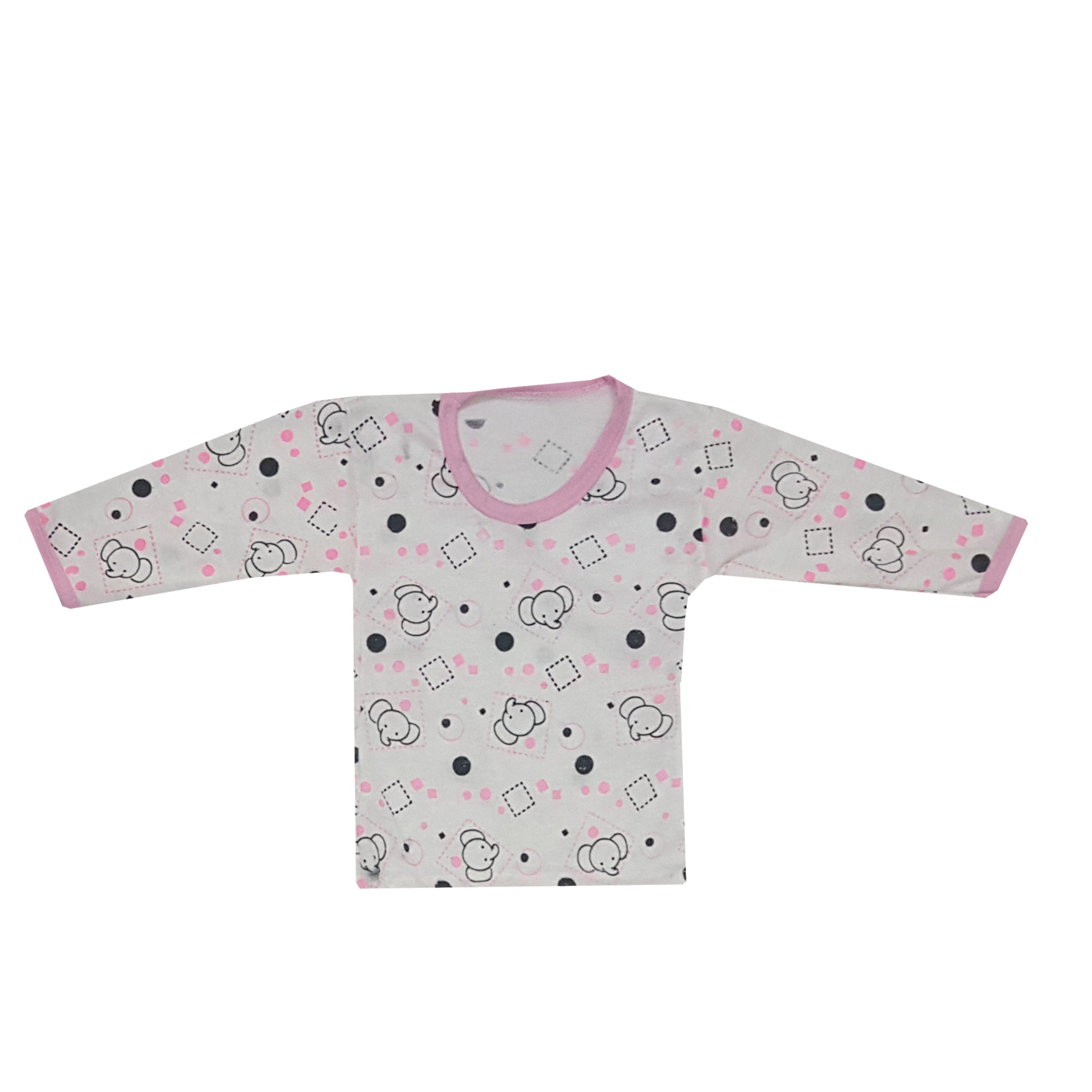 تی شرت آستین بلند نوزادی مدل فیل رنگ صورتی