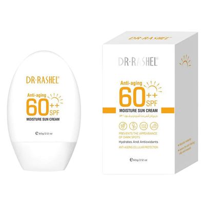 کرم ضد آفتاب بدون رنگ دکتر راشل SPF60 مدل 001 محافظ UVA ،UVB، ضد آب، مناسب انواع پوست حجم 60 میلی‌لیتر