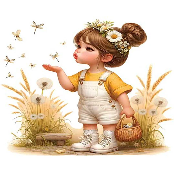 استیکر پارچه و لباس کارانس طرح دختر مدل AST-100